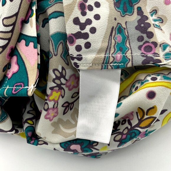 Talbots Roll-Tab Sleeves Hidden Front Button Placket Floral Paisley Blouse X - Picture 7 of 8